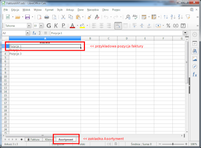 Wprowadzanie listy asortymentowej