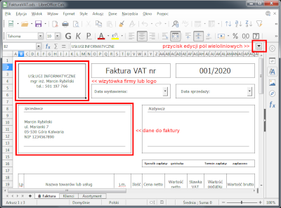 Wprowadzanie danych firmy