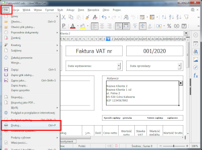 Drukowanie faktury