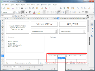 Wybór sposobu oraz teminu płatności