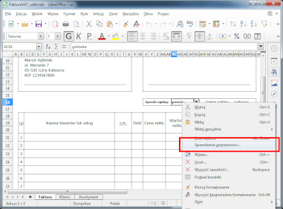 Wybór pozycji Sprawdzanie poprawności