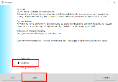 Pomoc online - Uruchom